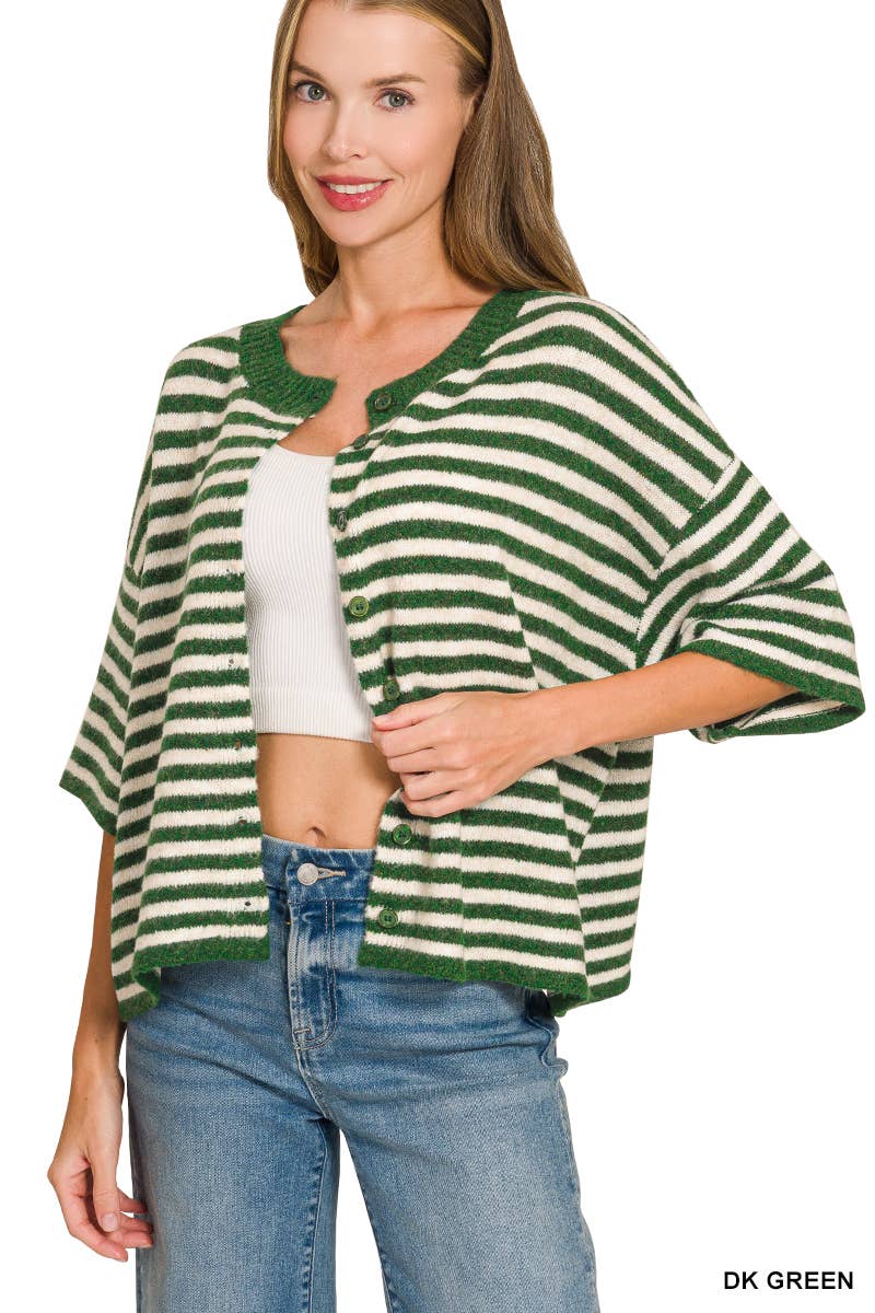 Striped Wool-Blend Cardigan