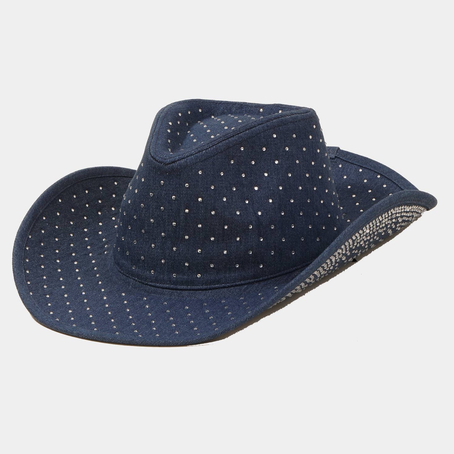 Rhinestone Studded Denim Cowboy Hat