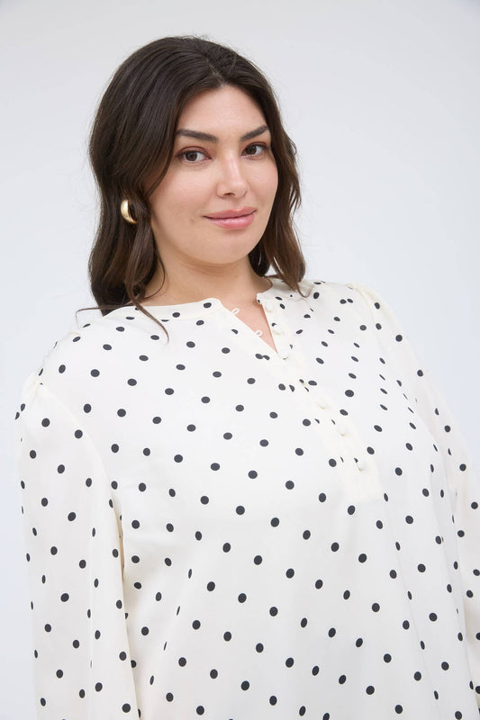 Henley Polka Dot Blouse