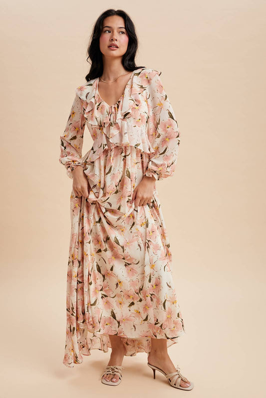 Petal Veil Maxi Dress
