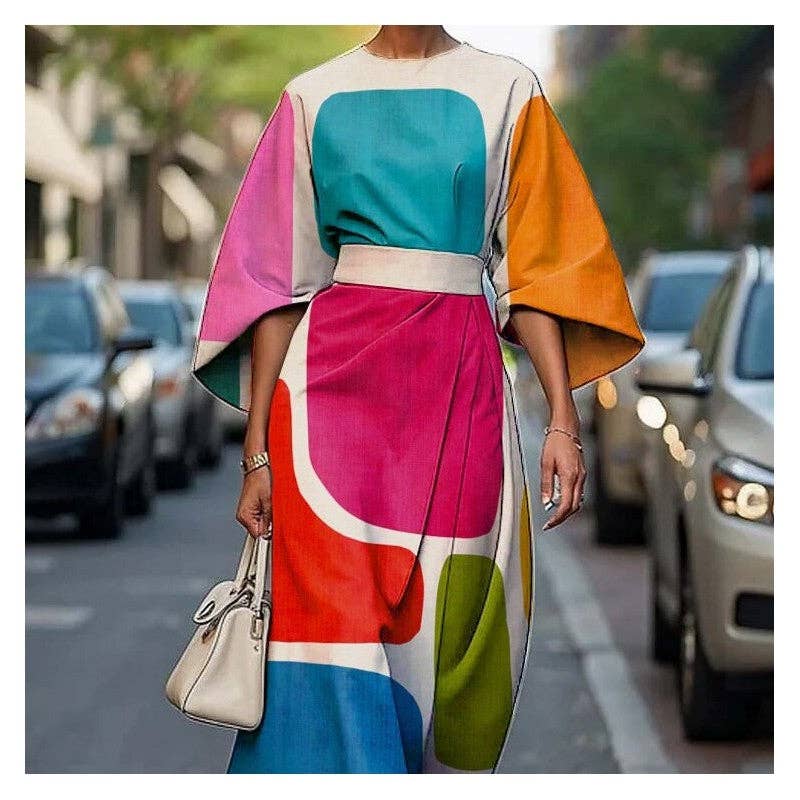 Modern Geometric Maxi Dress