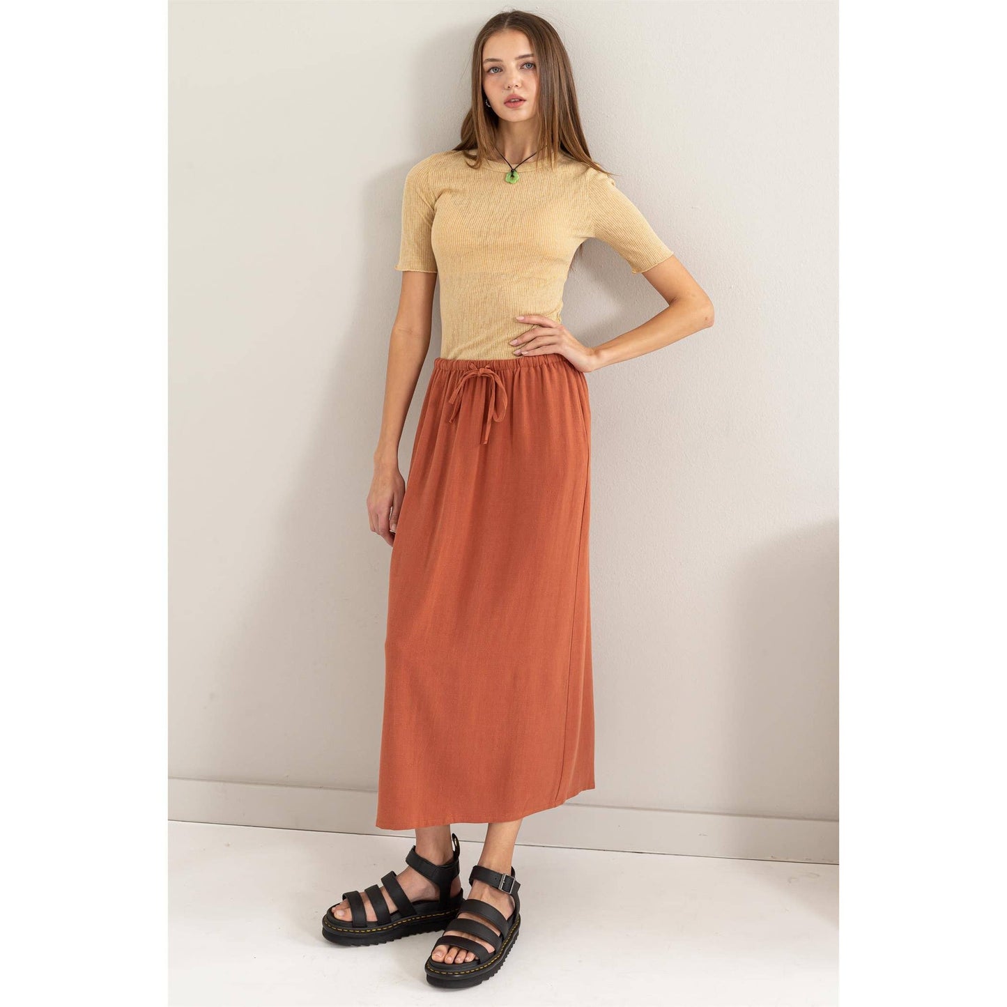 Linen Midi Skirt