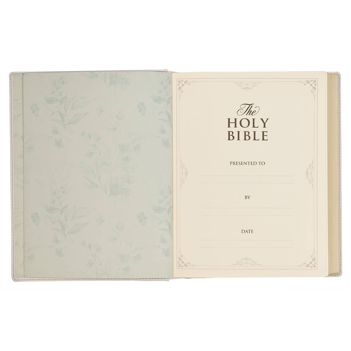 KJV Large Print Note-Taking Bible – White Floral Faux Leather