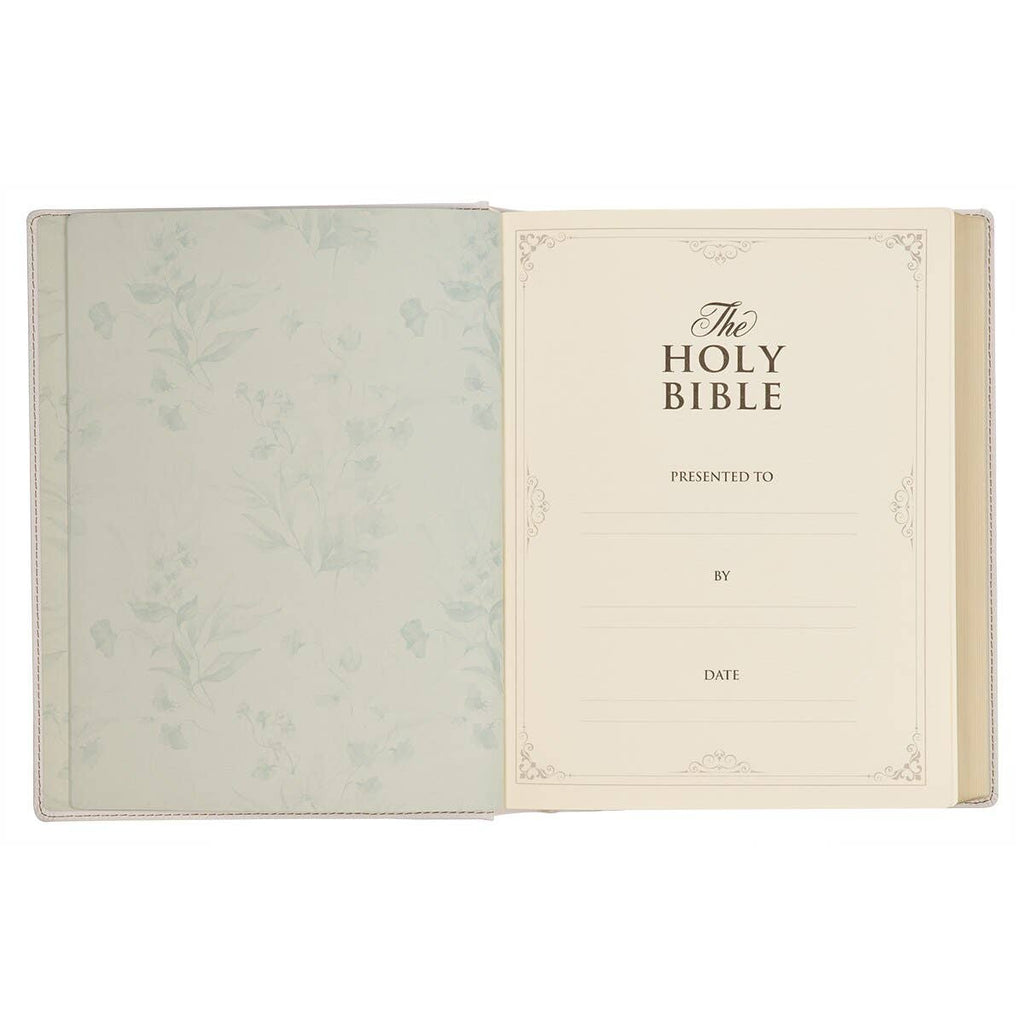 KJV Large Print Note-Taking Bible – White Floral Faux Leather