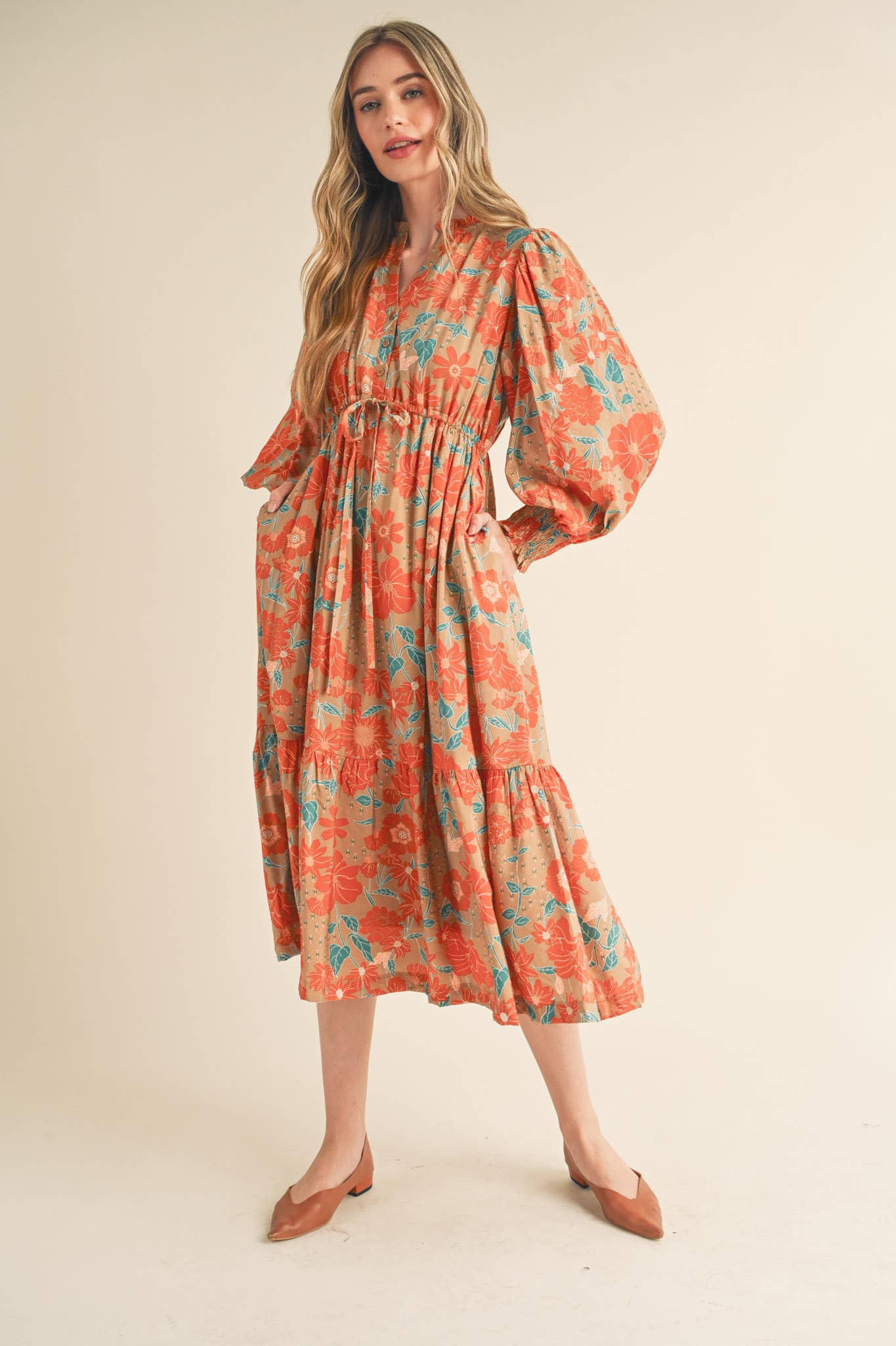 Autumn Paisley Midi Dress