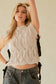 Ribbon Crochet Mock Neck Top