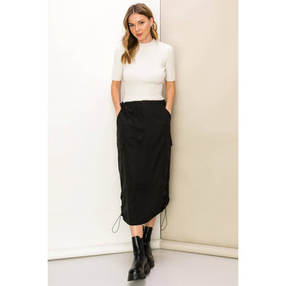 Parachute Drawstring Cargo Skirt