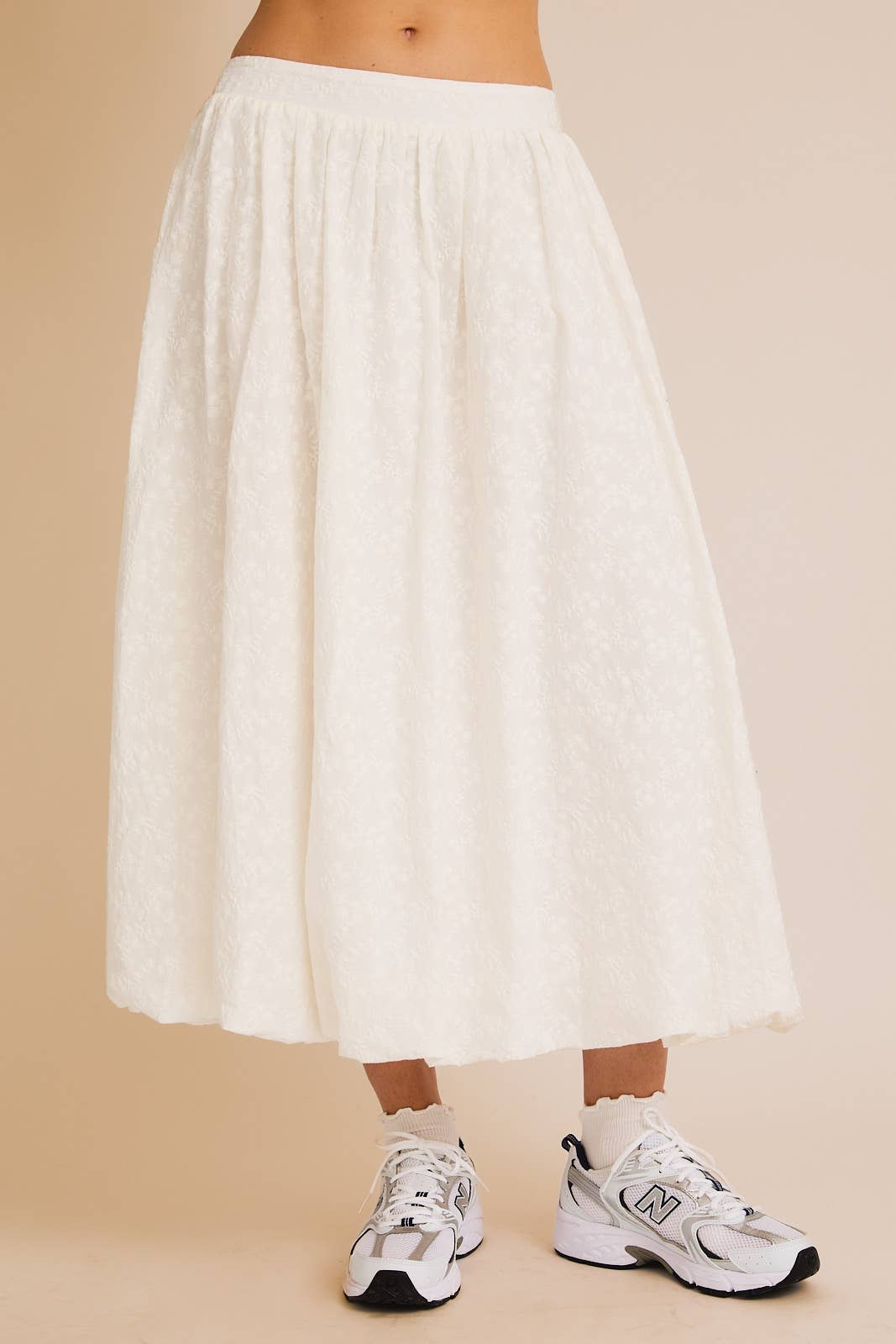 Eyelet Bubble Maxi Skirt