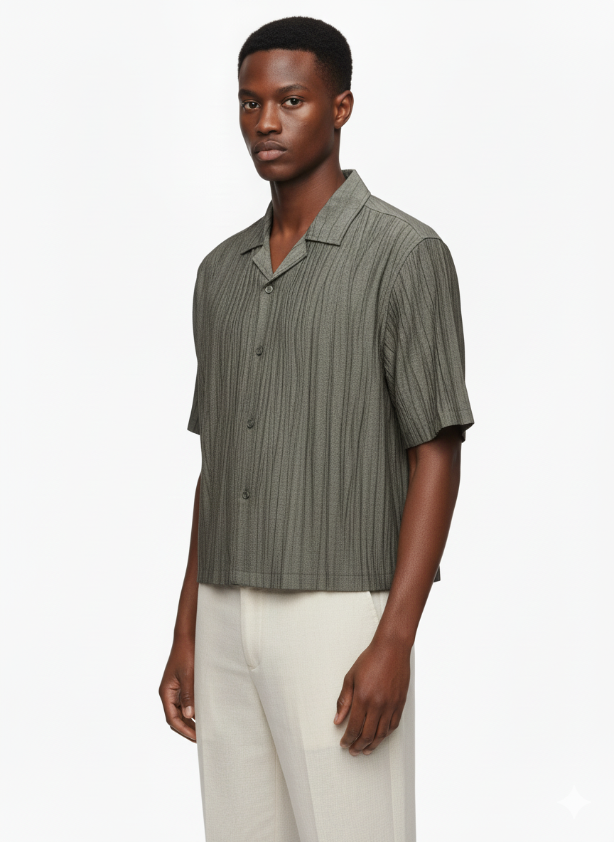 Riviera Stripe Cuban Collar Shirt