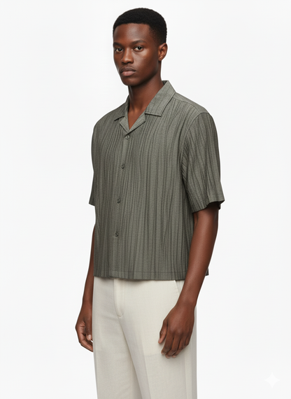 Riviera Stripe Cuban Collar Shirt