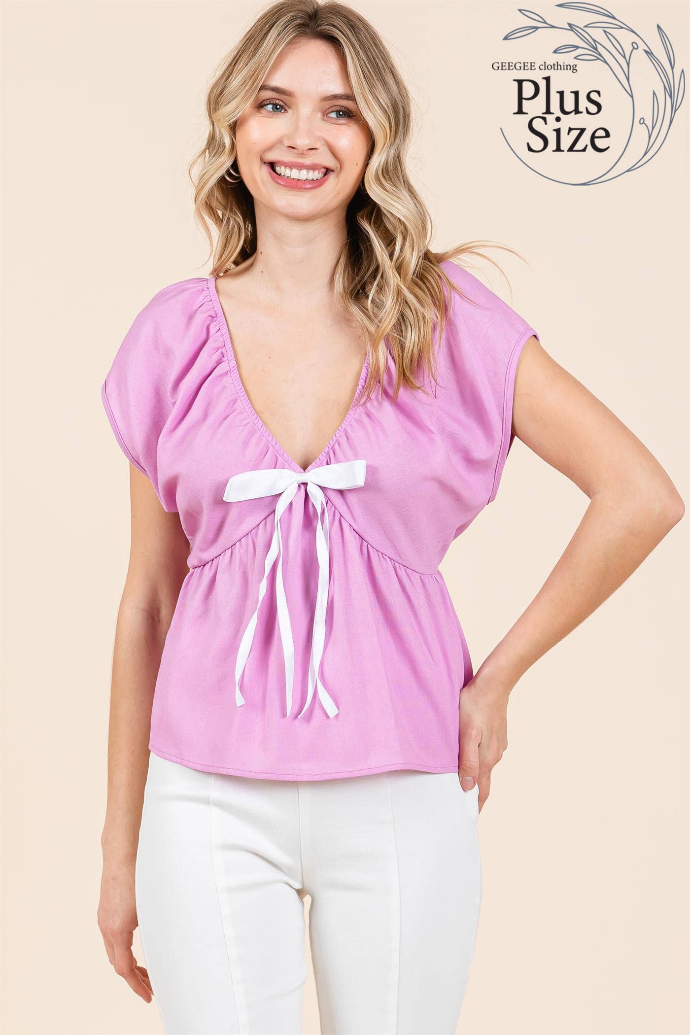 Bow Detailed Linen Blouse