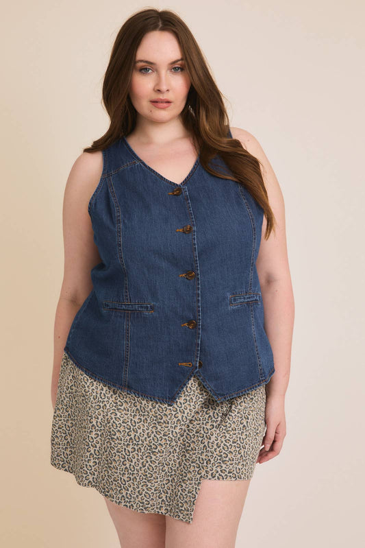 Indigo Breeze Button Down Denim Vest