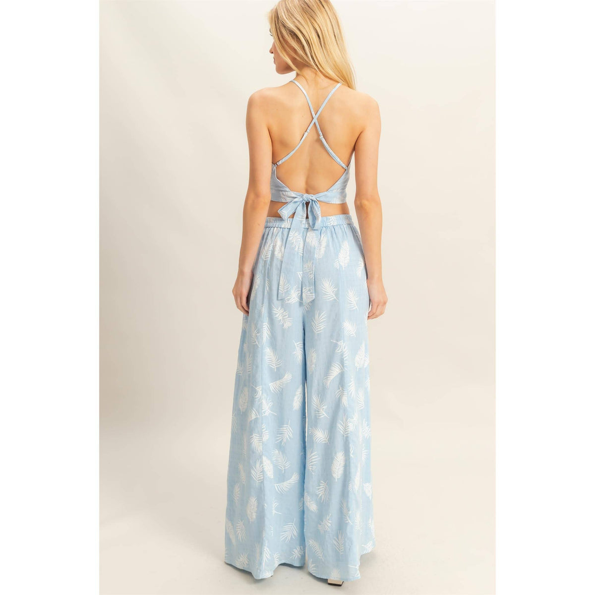 Tropical Leaf Wide Leg Pant
