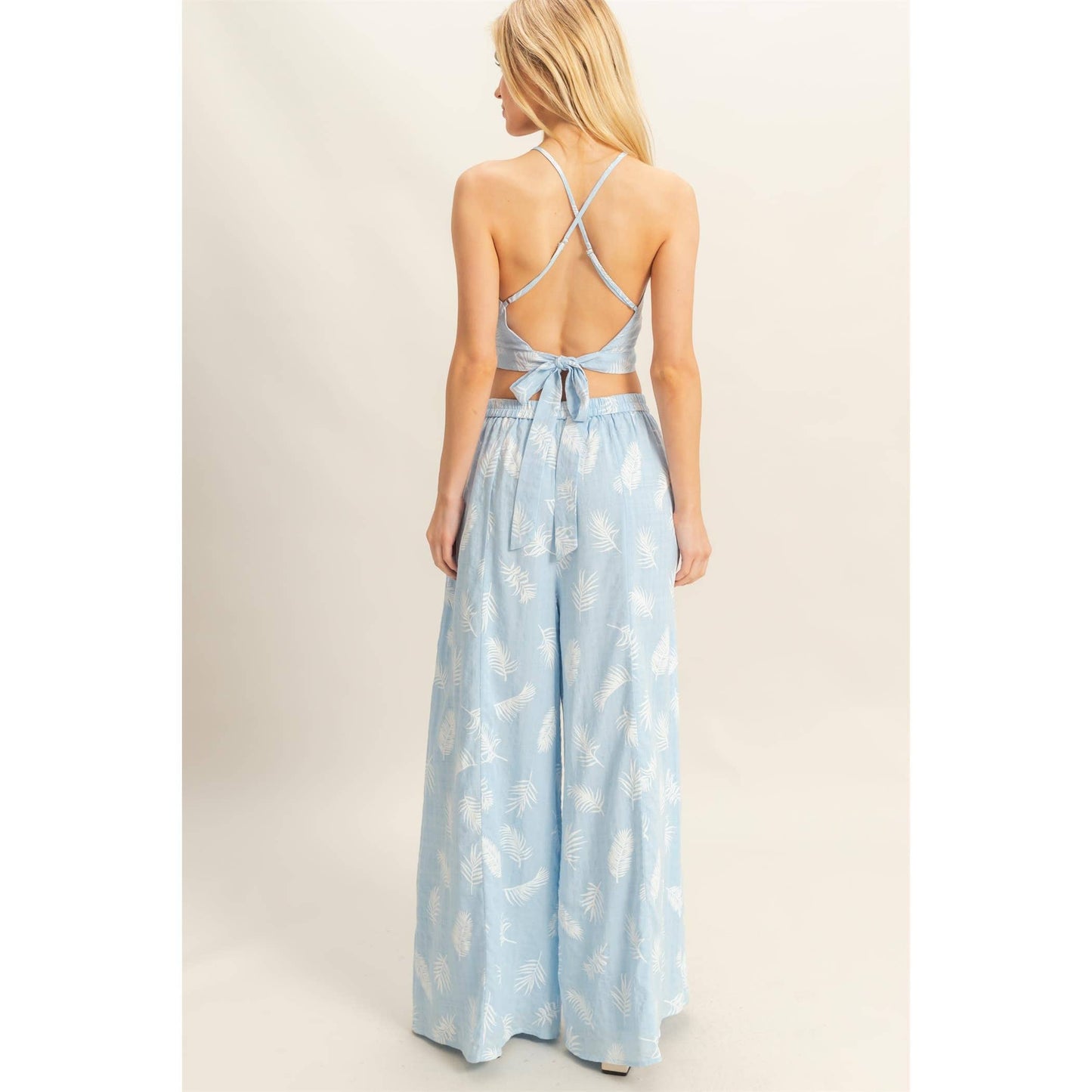Tropical Leaf Wide Leg Pant