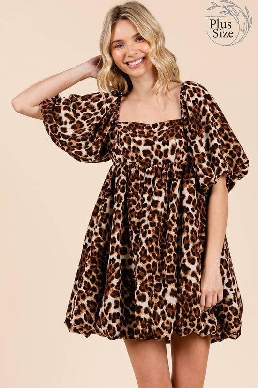 Leopard Bubble Babydoll Dress