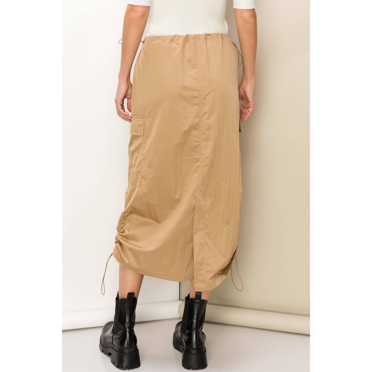 Parachute Drawstring Cargo Skirt