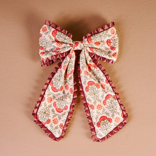 Fancy Frills Hair Bow-Everbloom Dusty Rose
