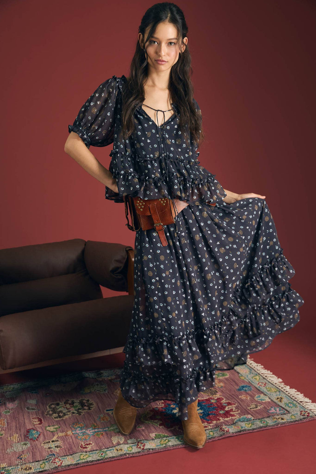 Floral Front Tie Top