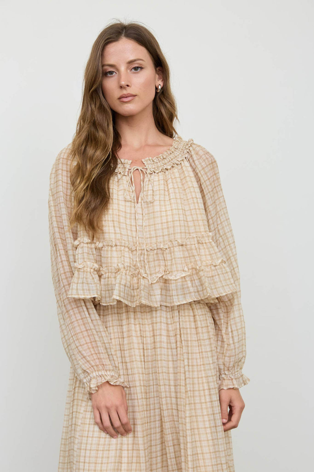 Maddy Plaid Puff Sleeve Top