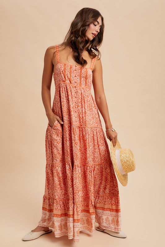 Paloma Tiered Border Maxi Dress
