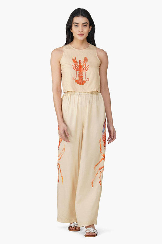 Lobster Embellished Crop Top