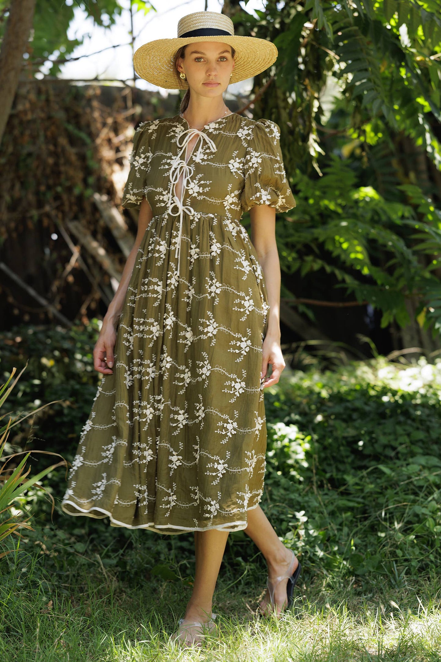 Vintage Embroidered Midi Dress