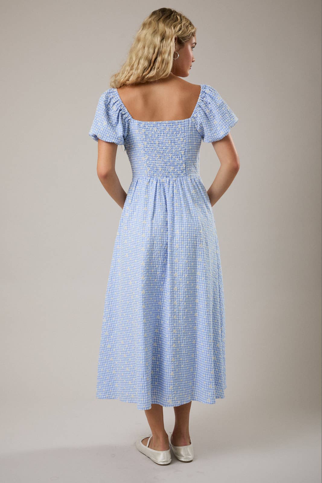 Daisy Gingham Midi Dress