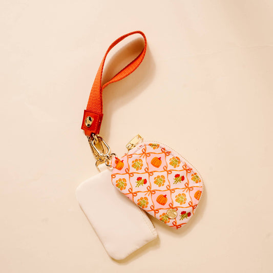 Dynamic Duo Pouch Wristlet-Patchwork Pumpkins