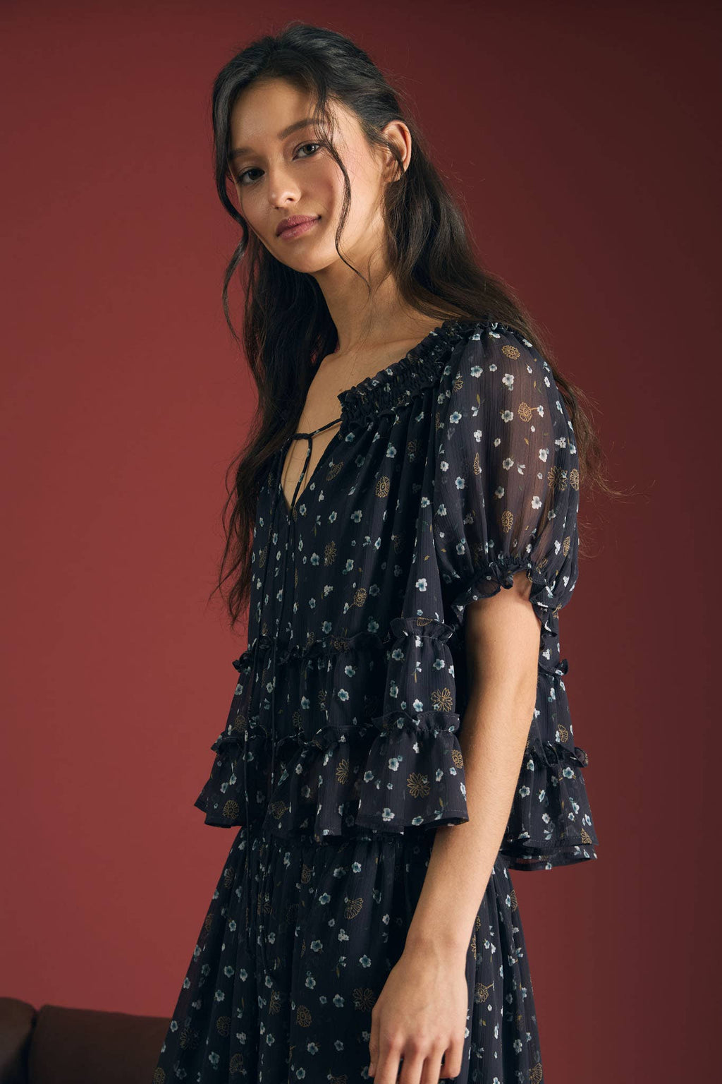 Floral Front Tie Top