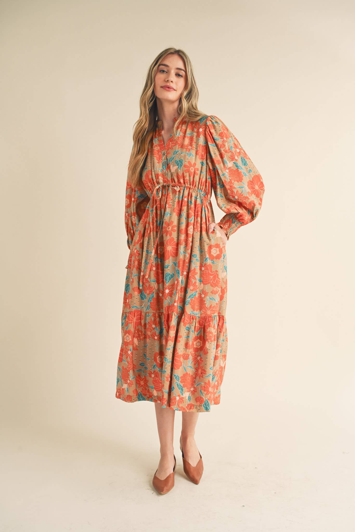 Autumn Paisley Midi Dress