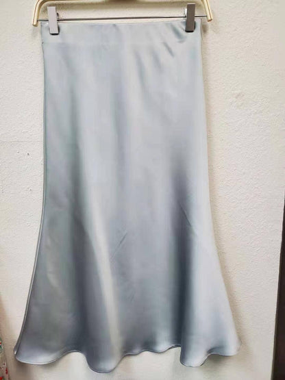 Satin Pencil Midi Skirt