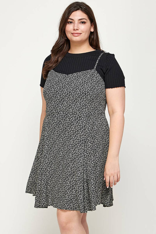 Aly Ditsy Print Fit and Flare Dress