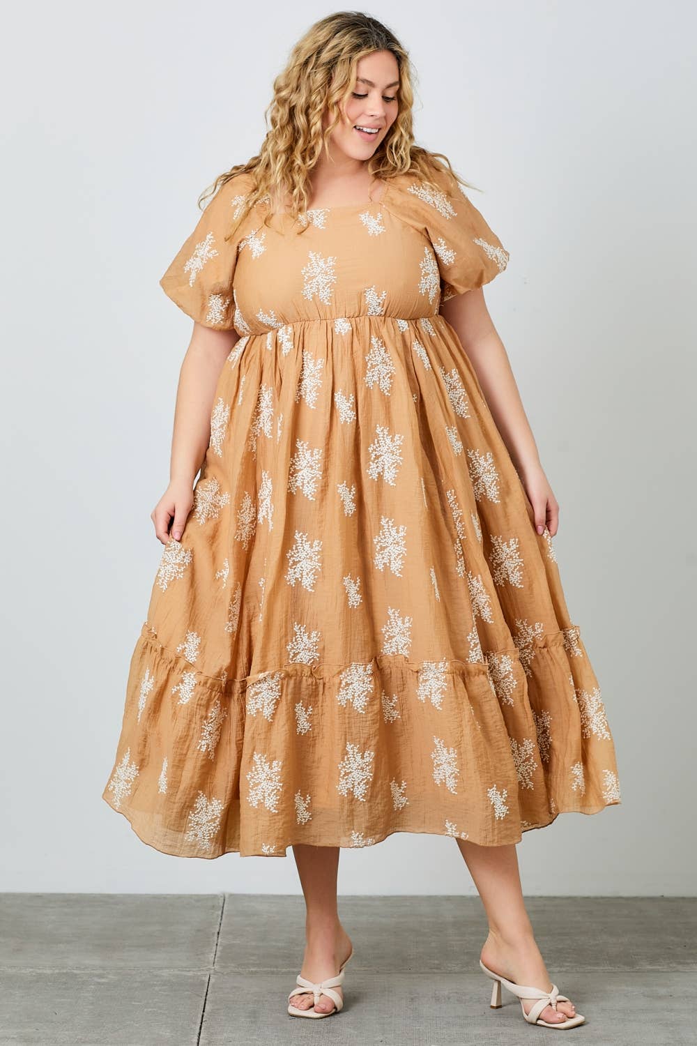 Isabella Embroidered Maxi Dress - Caramel