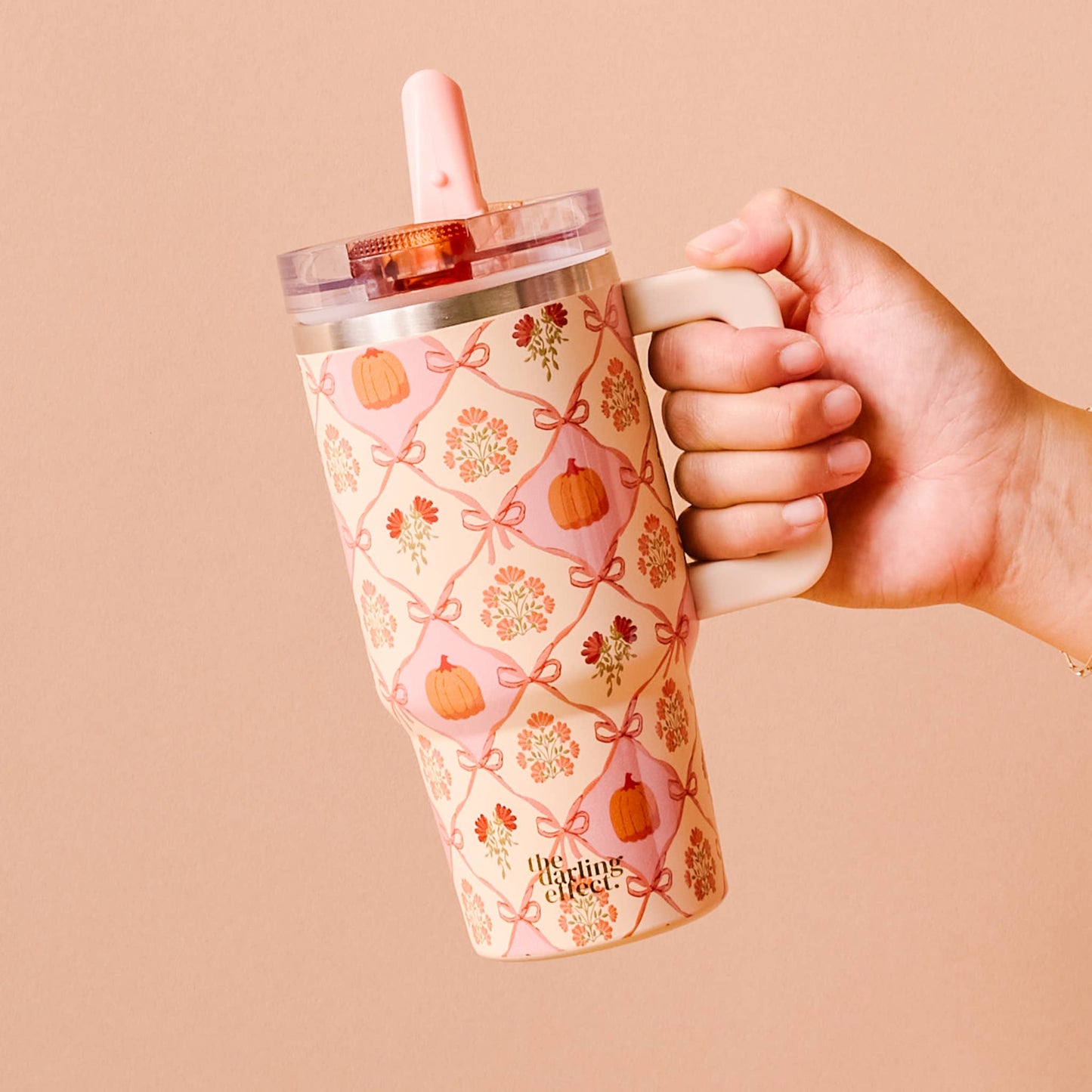 Lifestyle Flip Straw Tumbler-Patchwork Pumpkins