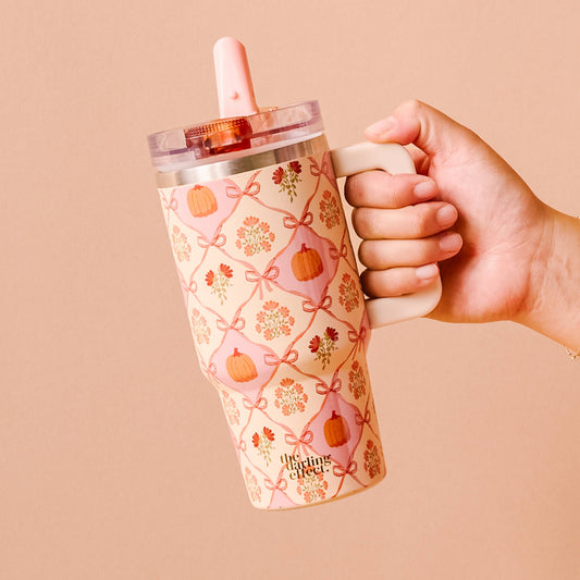 🎁 Lifestyle Flip Straw Tumbler-Patchwork Pumpkins (100% off)