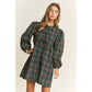 Soft Plaid Woven Babydoll Bow Mini Dress