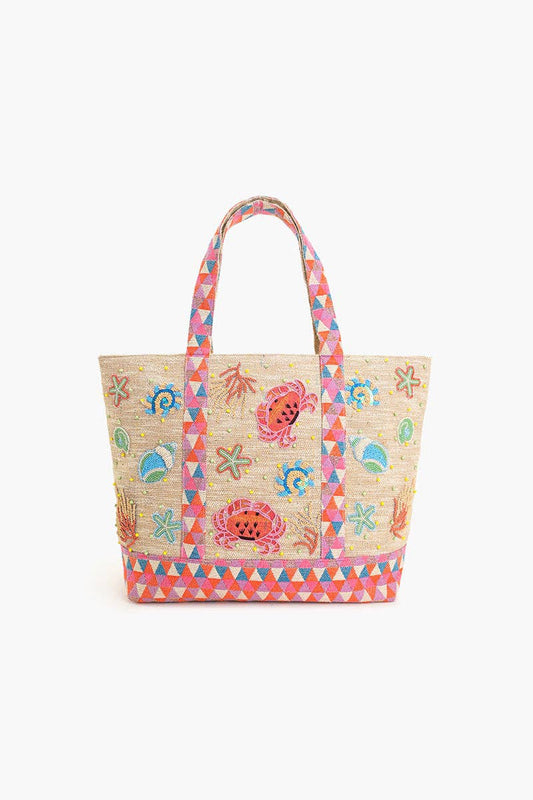 Crabby Delight Embellished Boat Tote