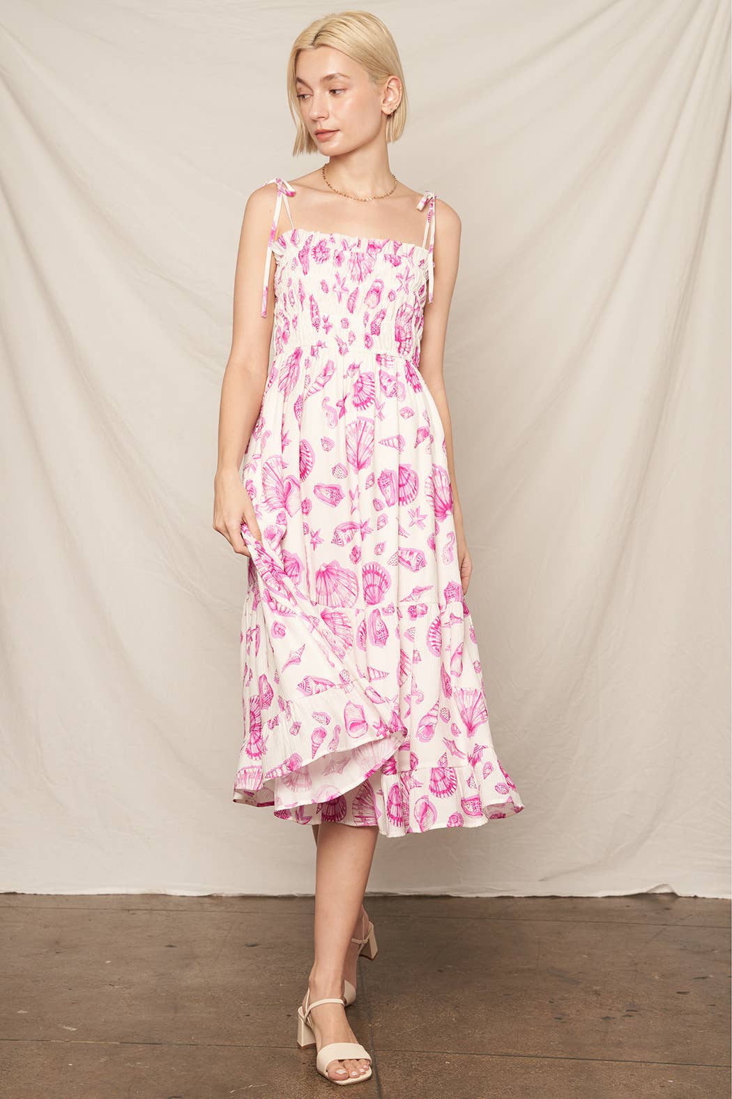 Coastal Kiss Seashell Midi Dress