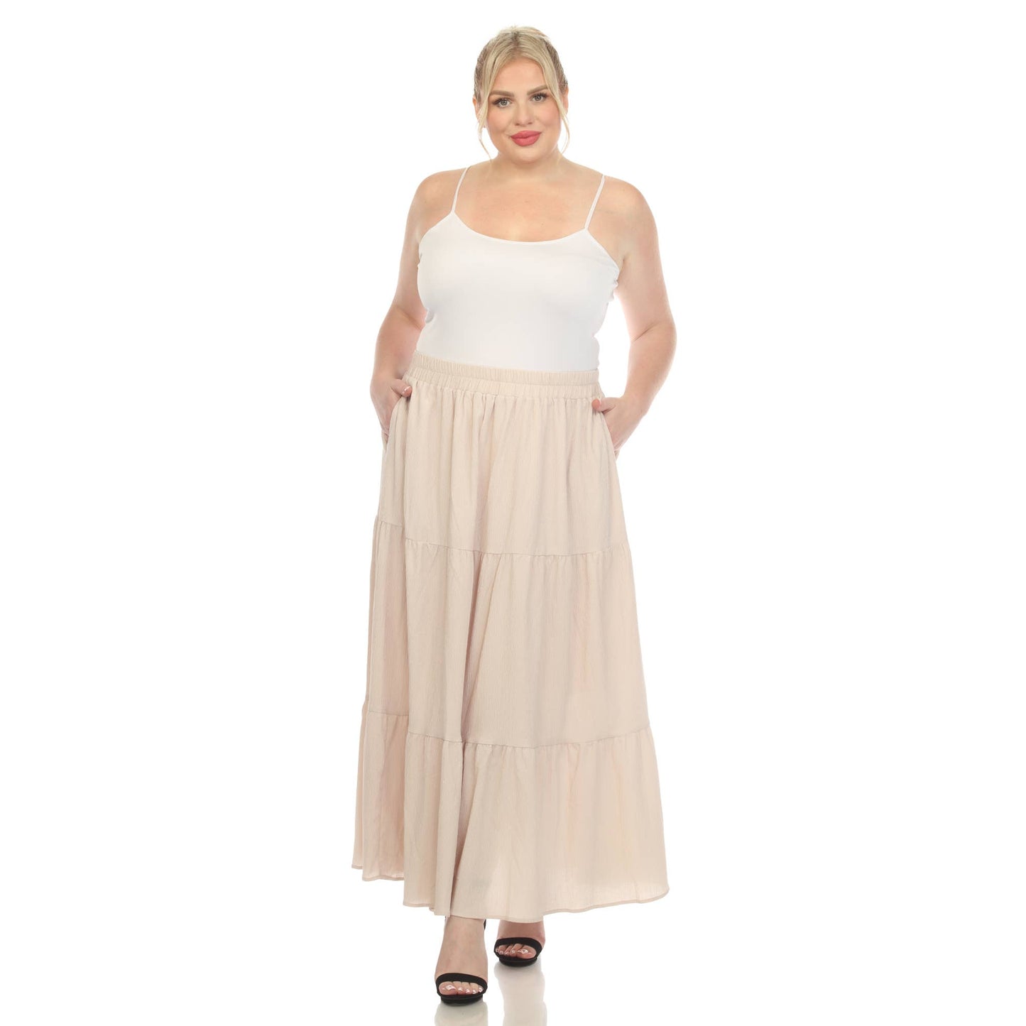 Pleated Tiered Maxi Skirt