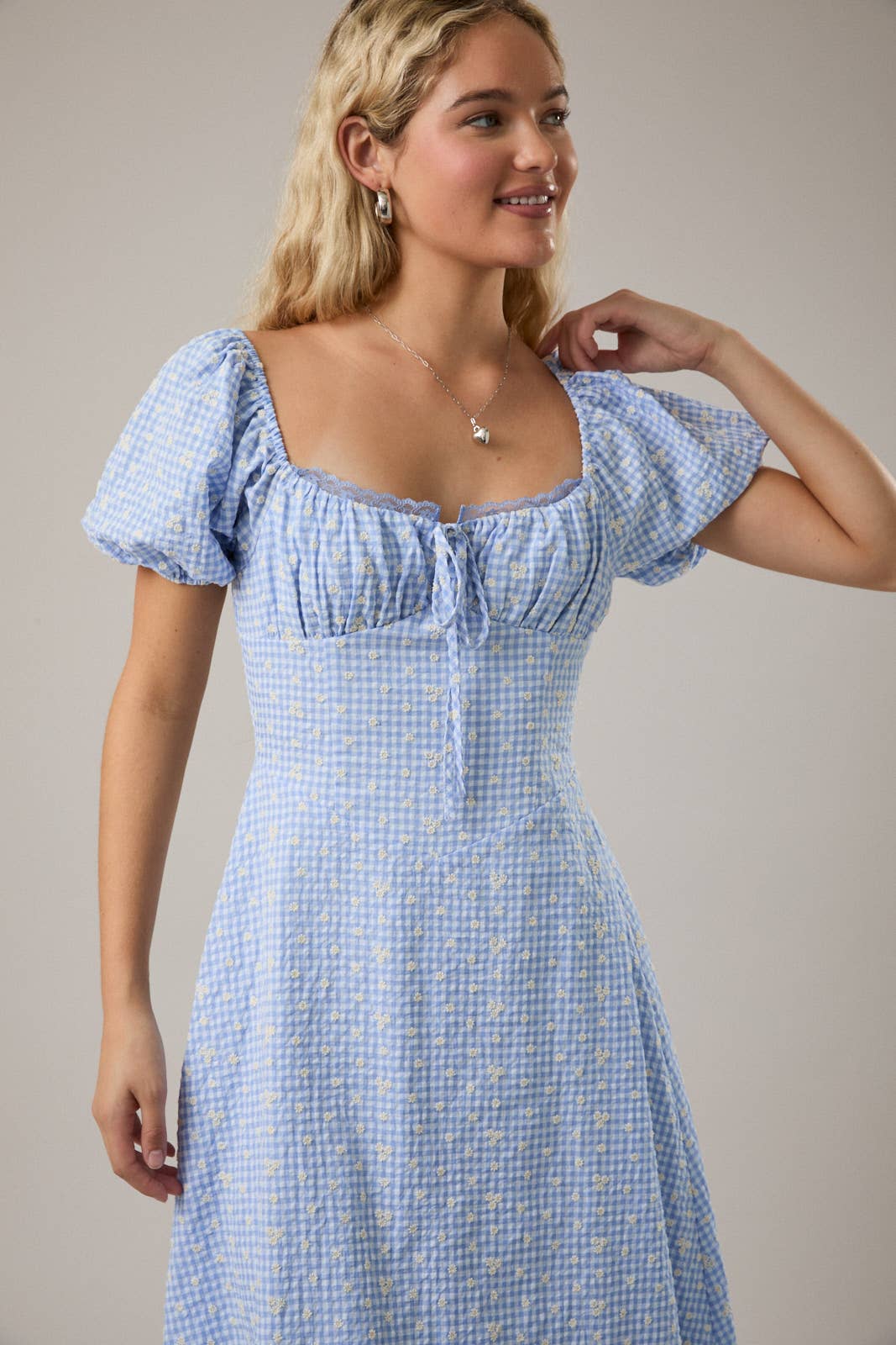 Daisy Gingham Midi Dress