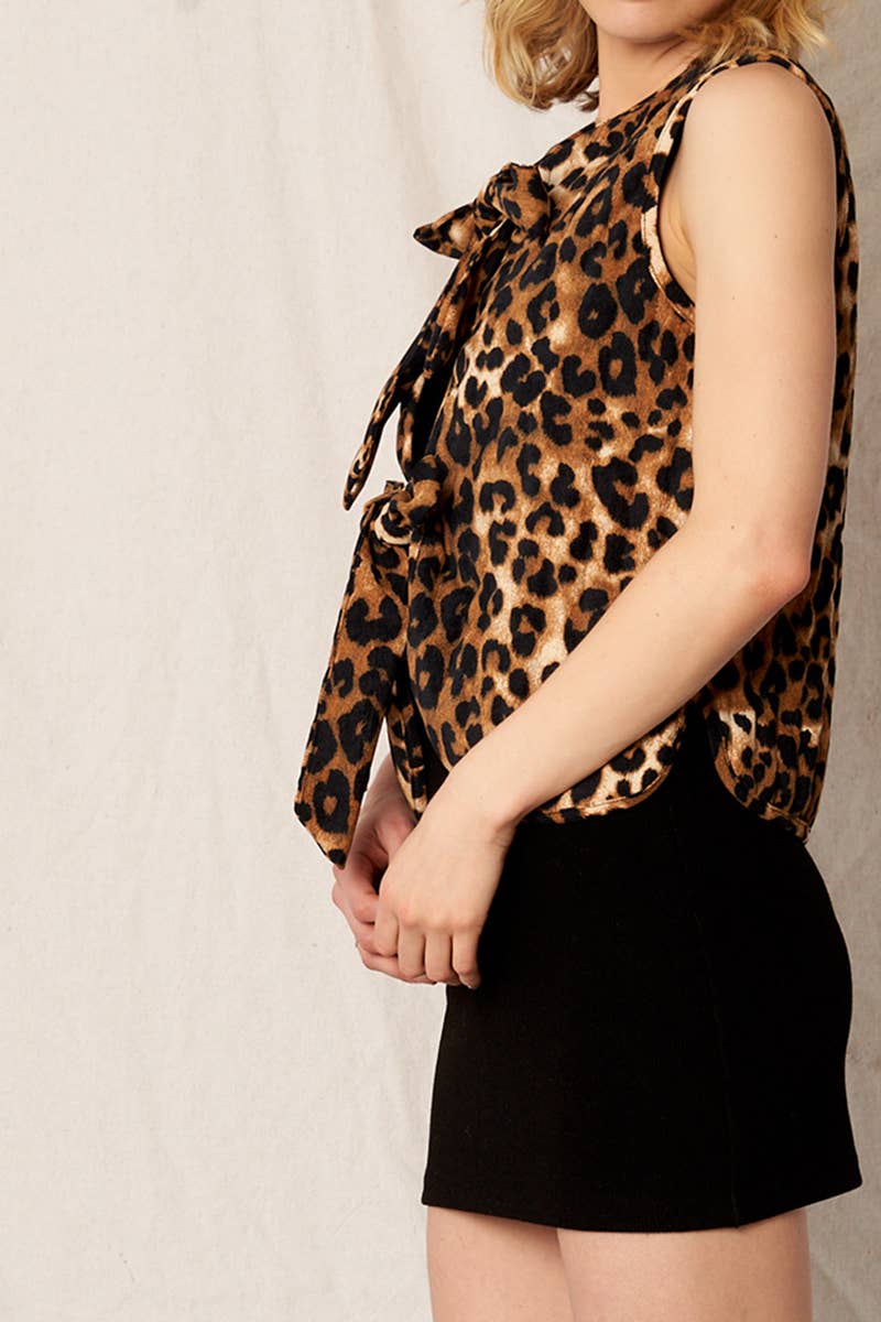 Leopard Print Ribbon Vest