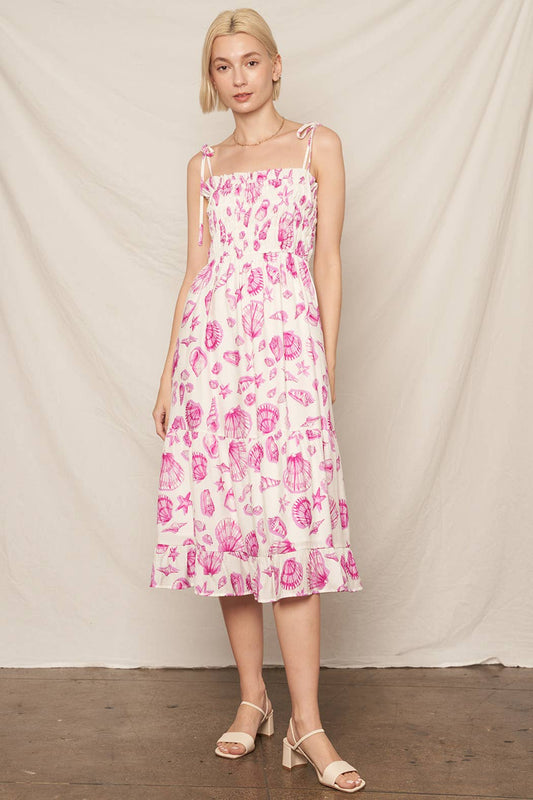 Coastal Kiss Seashell Midi Dress