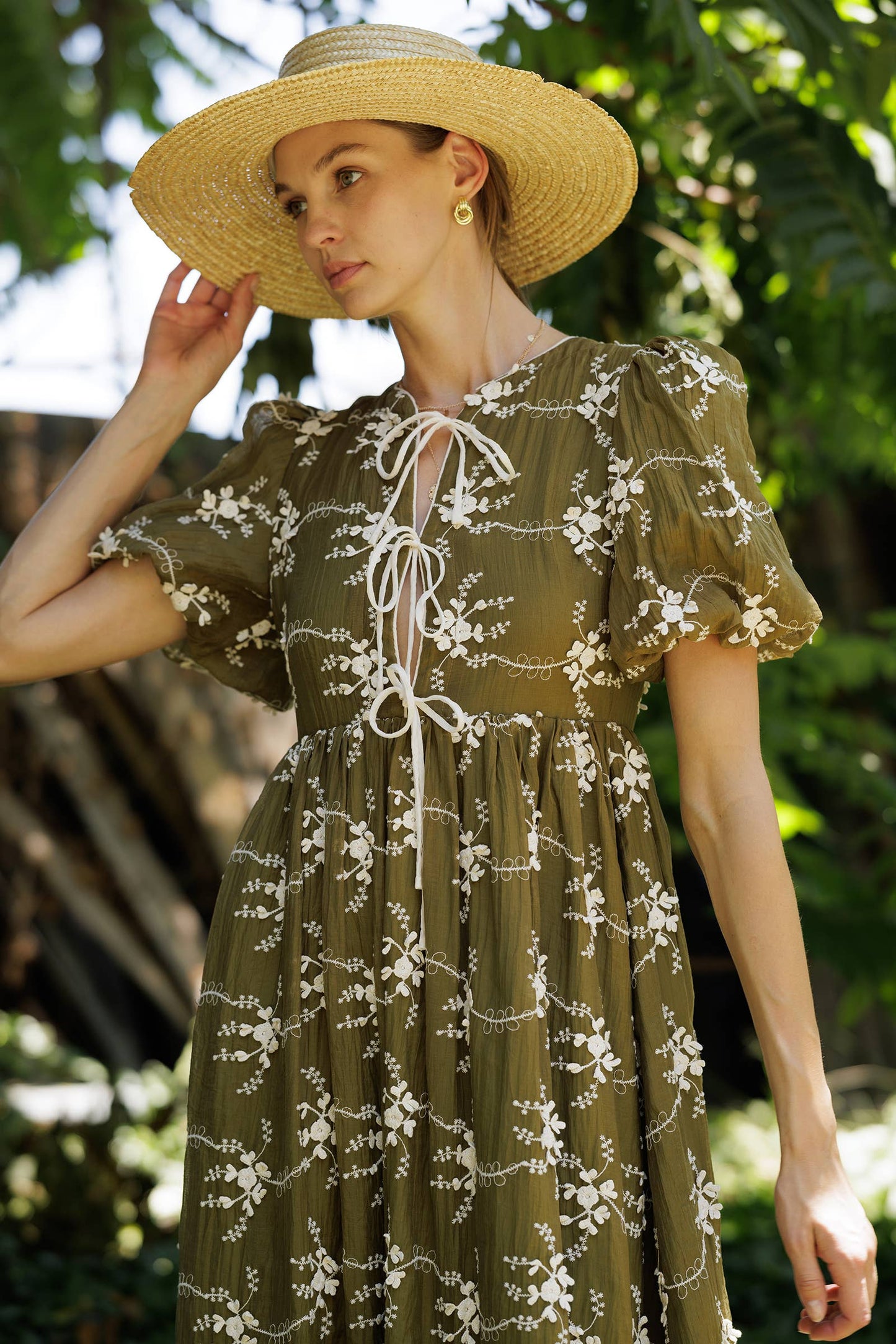 Vintage Embroidered Midi Dress
