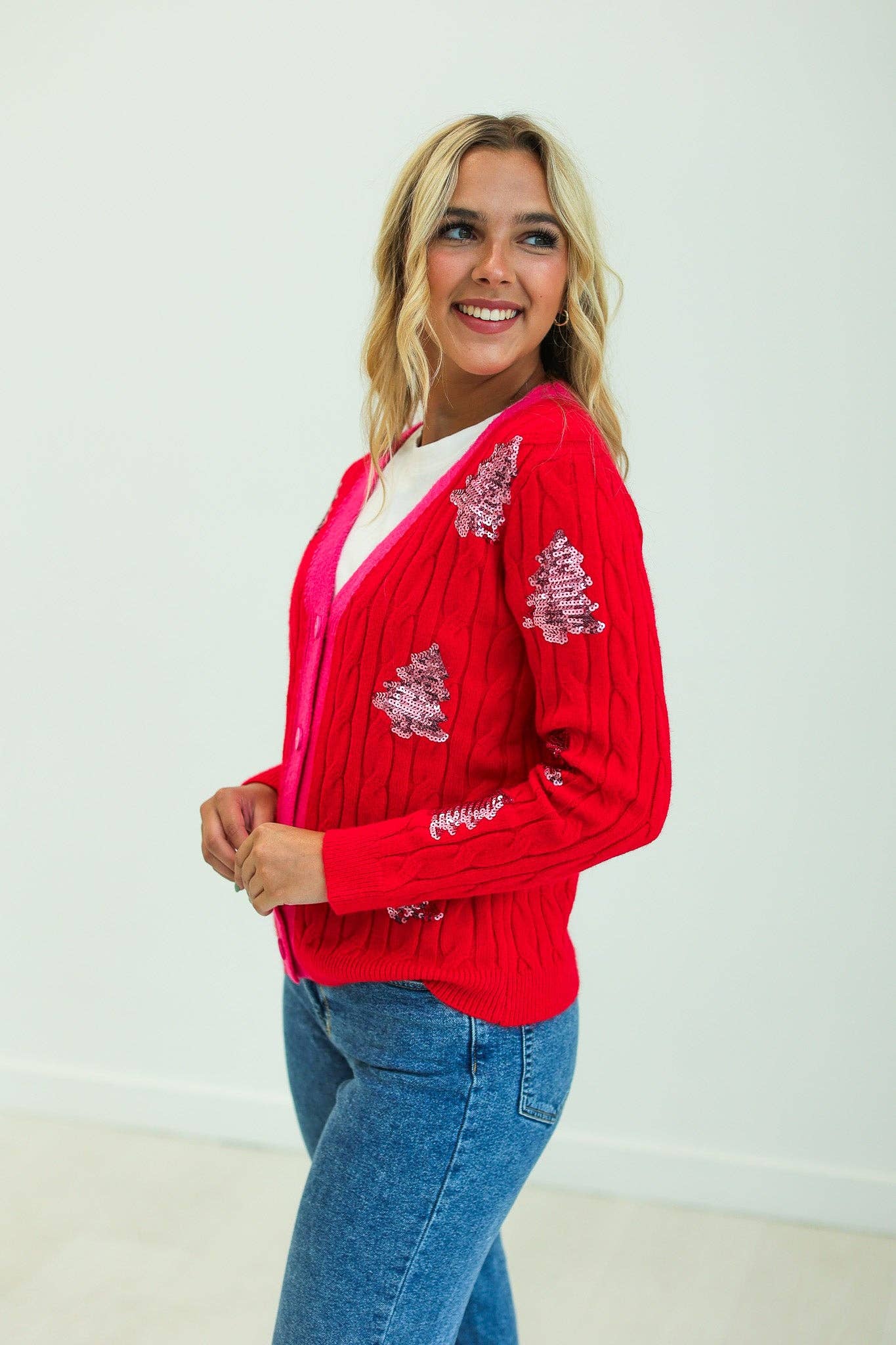 Christmas Tree Sequins Cardigan