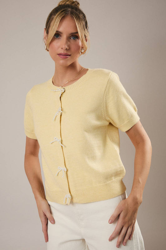 Pearl Trim Bow cardigan