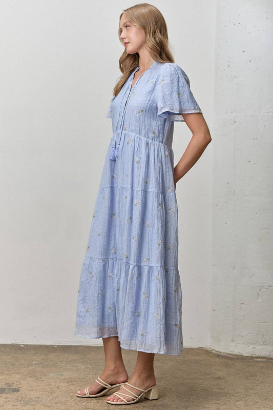 Amber Embroidered Midi Dress