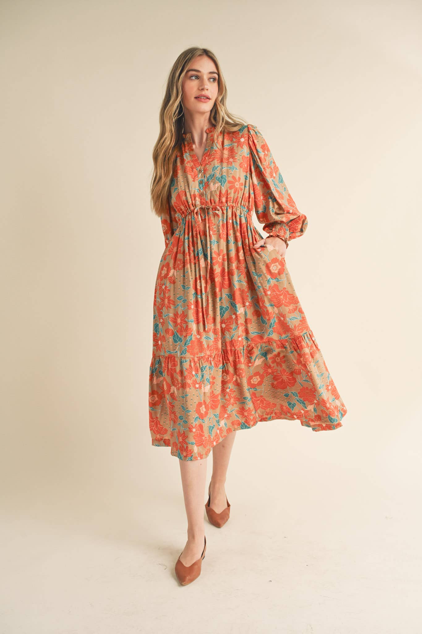 Autumn Paisley Midi Dress