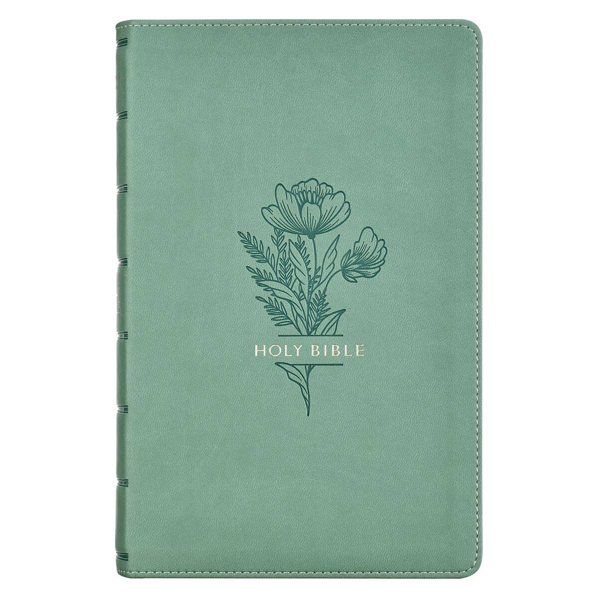 KJV Giant Print Bible – Teal Floral Faux Leather