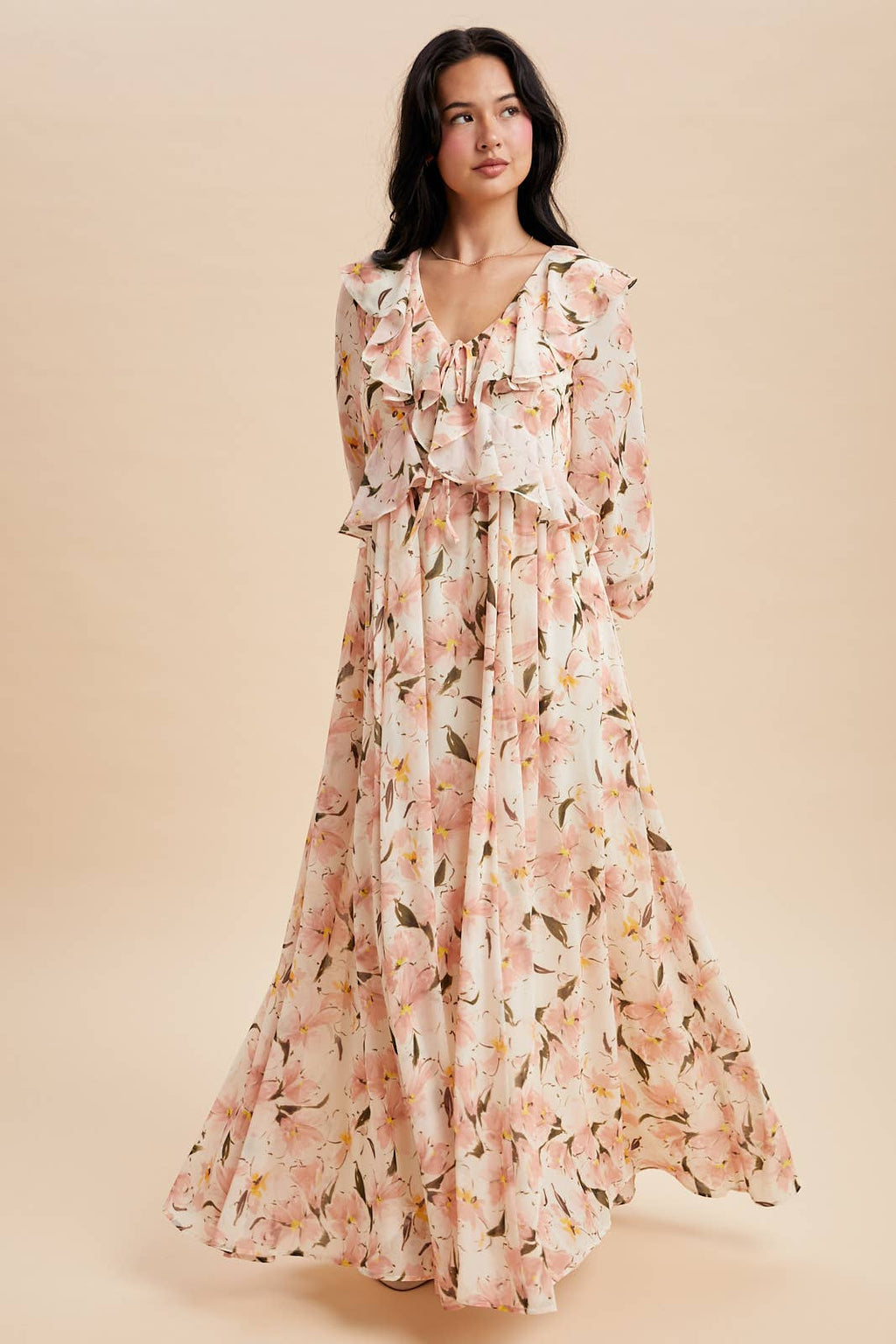 Petal Veil Maxi Dress