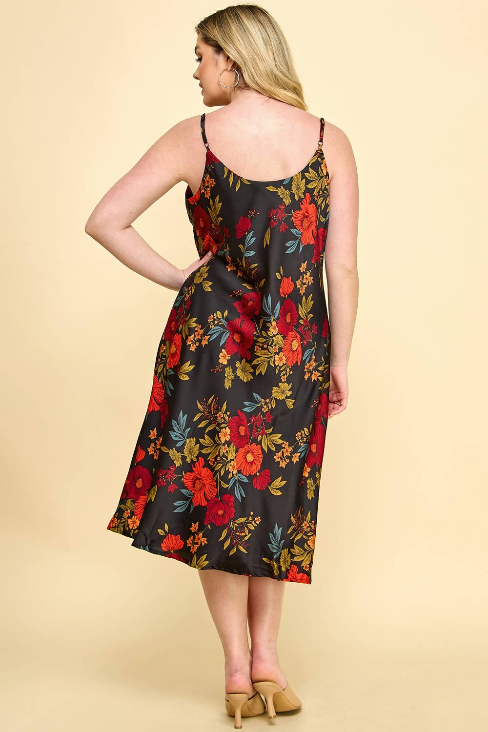 Luna Floral Satin Midi Dress